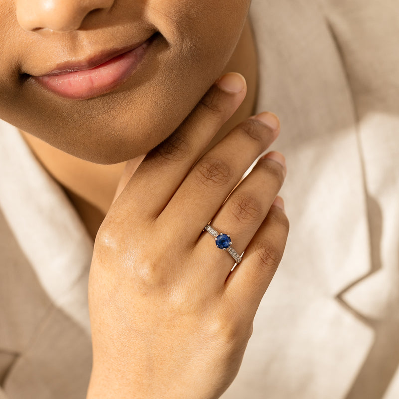 Deja Vu Platinum 1.20ct Sapphire & Diamond Ring-Ring-Walker & Hall