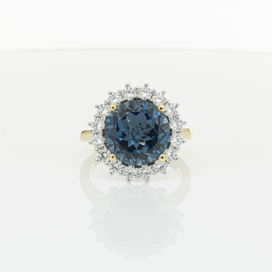 18ct Yellow Gold London Blue Topaz & Diamond Belle Ring-Ring-Walker & Hall