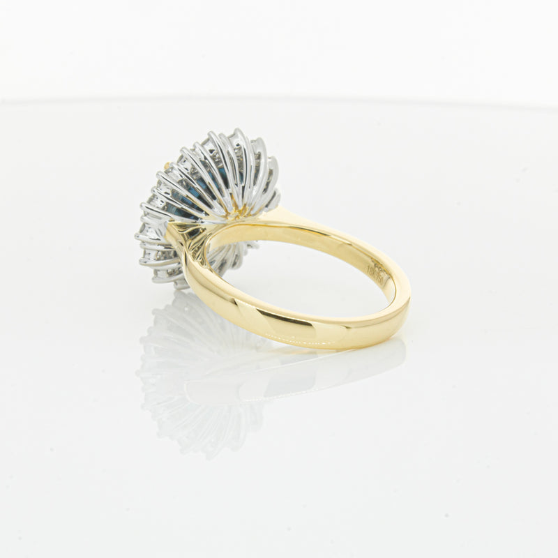 18ct Yellow Gold London Blue Topaz & Diamond Belle Ring-Ring-Walker & Hall