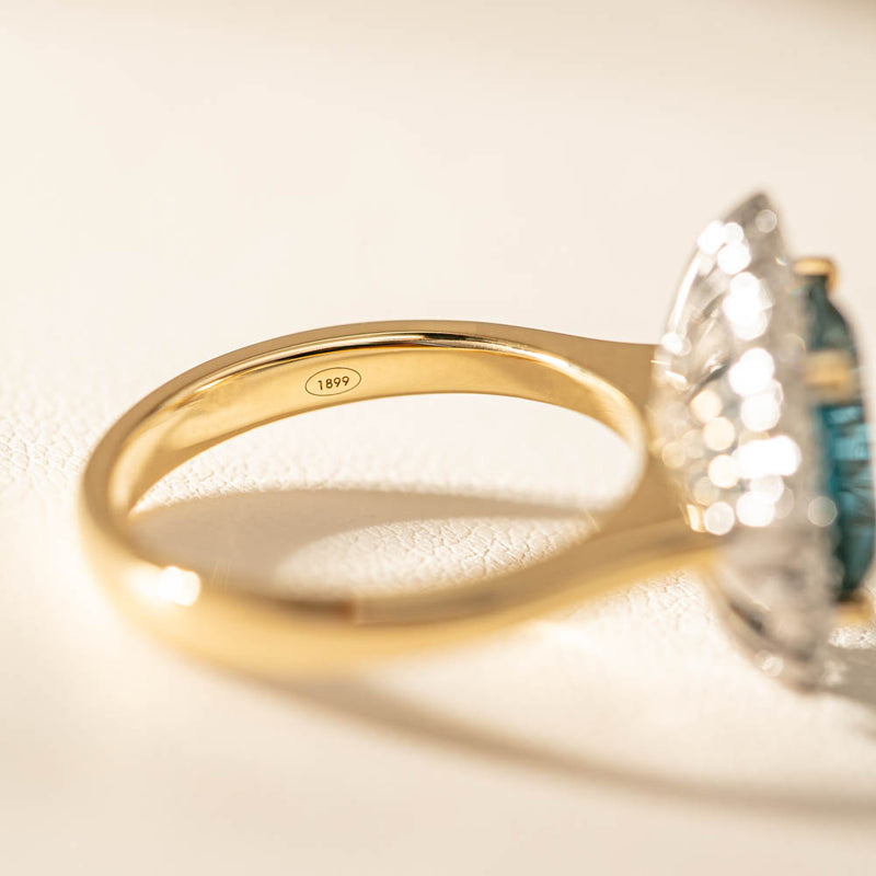 18ct Yellow Gold London Blue Topaz & Diamond Belle Ring-Ring-Walker & Hall