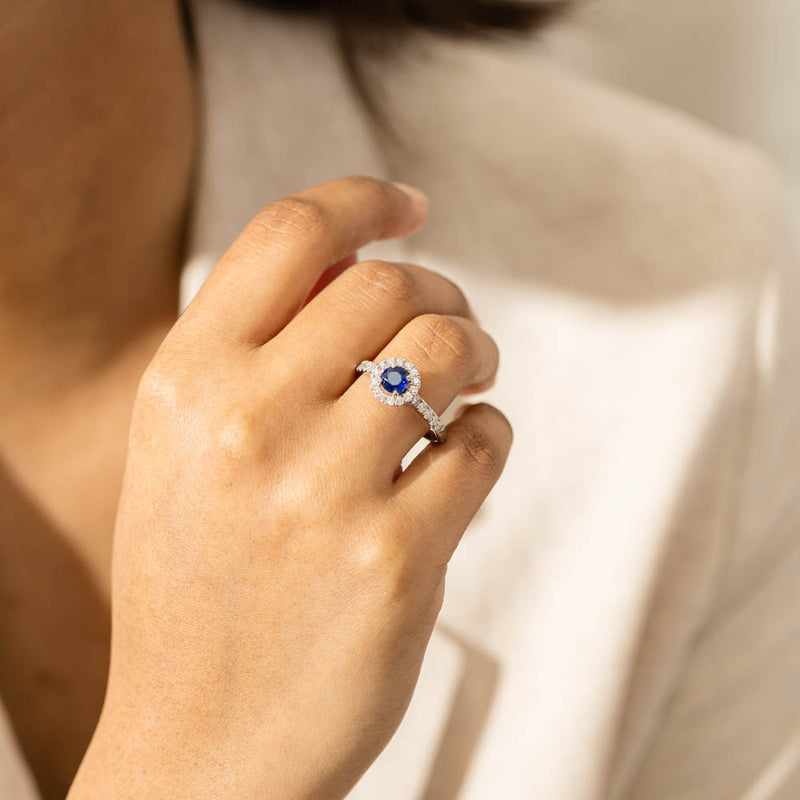 Deja Vu 18ct White Gold .62ct Sapphire & Diamond Ring-Ring-Walker & Hall