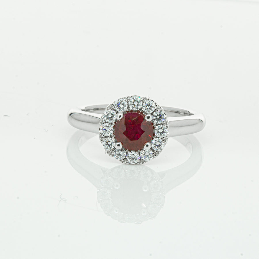 18ct White Gold 1.03ct Ruby & Diamond Eclipse Ring-Ring-Walker & Hall