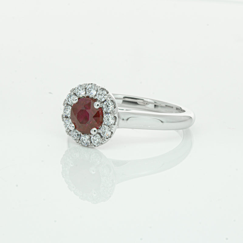 18ct White Gold 1.03ct Ruby & Diamond Eclipse Ring-Ring-Walker & Hall