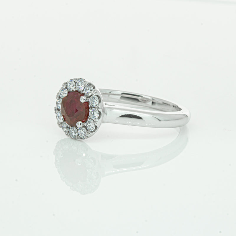 18ct White Gold 1.03ct Ruby & Diamond Eclipse Ring-Ring-Walker & Hall
