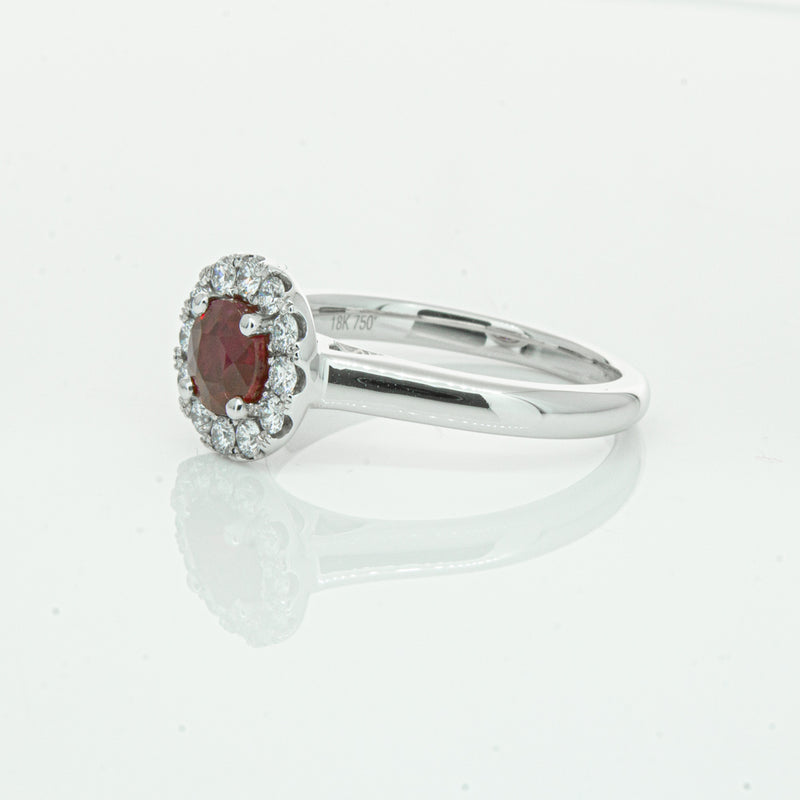 18ct White Gold 1.03ct Ruby & Diamond Eclipse Ring-Ring-Walker & Hall