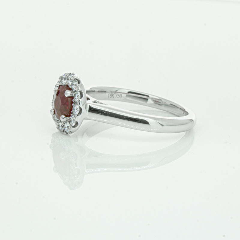 18ct White Gold 1.03ct Ruby & Diamond Eclipse Ring-Ring-Walker & Hall
