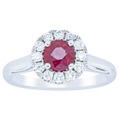 18ct White Gold 1.03ct Ruby & Diamond Eclipse Ring-Ring-Walker & Hall