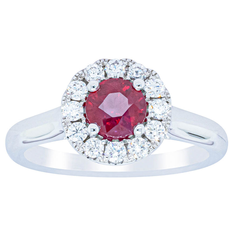 18ct White Gold 1.03ct Ruby & Diamond Eclipse Ring-Ring-Walker & Hall