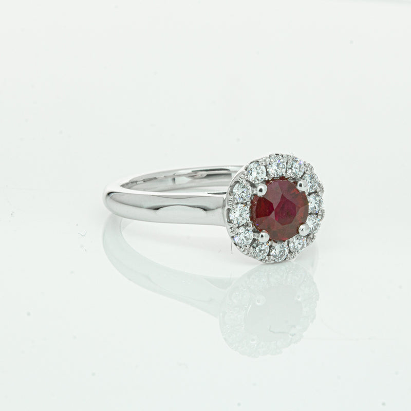 18ct White Gold 1.03ct Ruby & Diamond Eclipse Ring-Ring-Walker & Hall