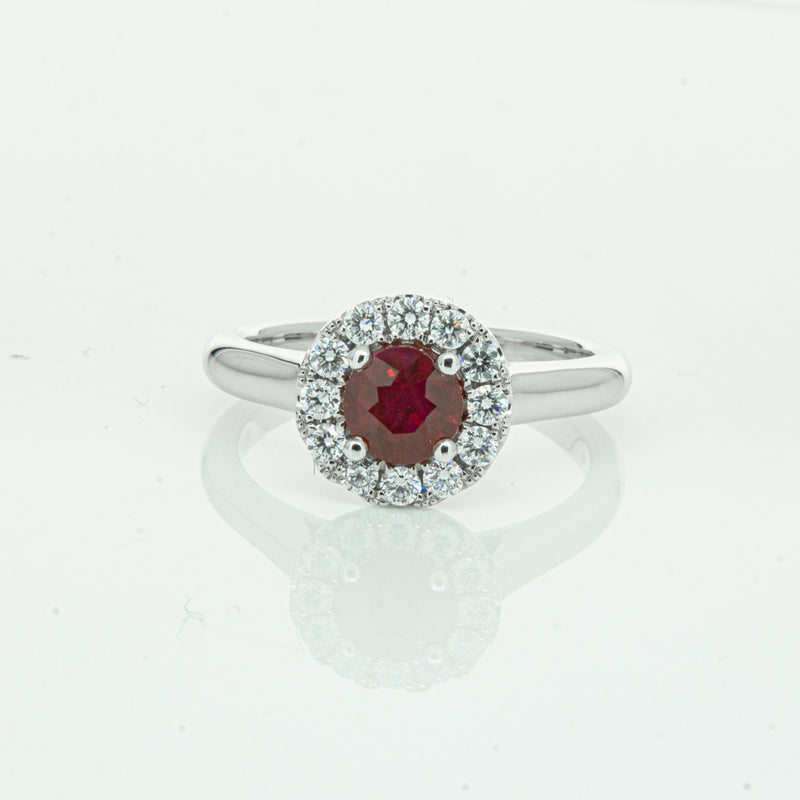 18ct White Gold 1.03ct Ruby & Diamond Eclipse Ring-Ring-Walker & Hall