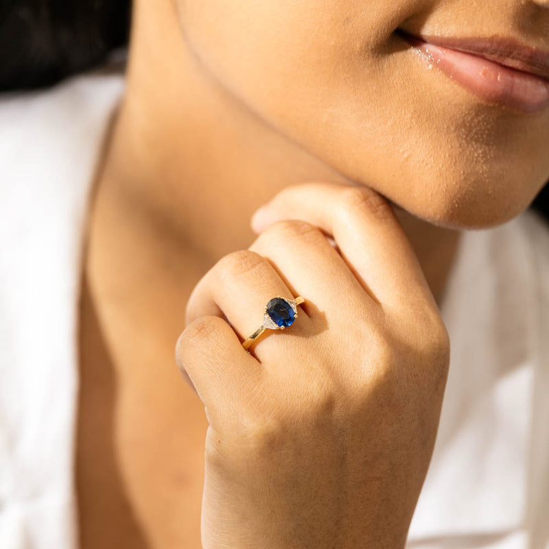 18ct Yellow Gold 1.42ct Sapphire & Diamond Ring-Ring-Walker & Hall