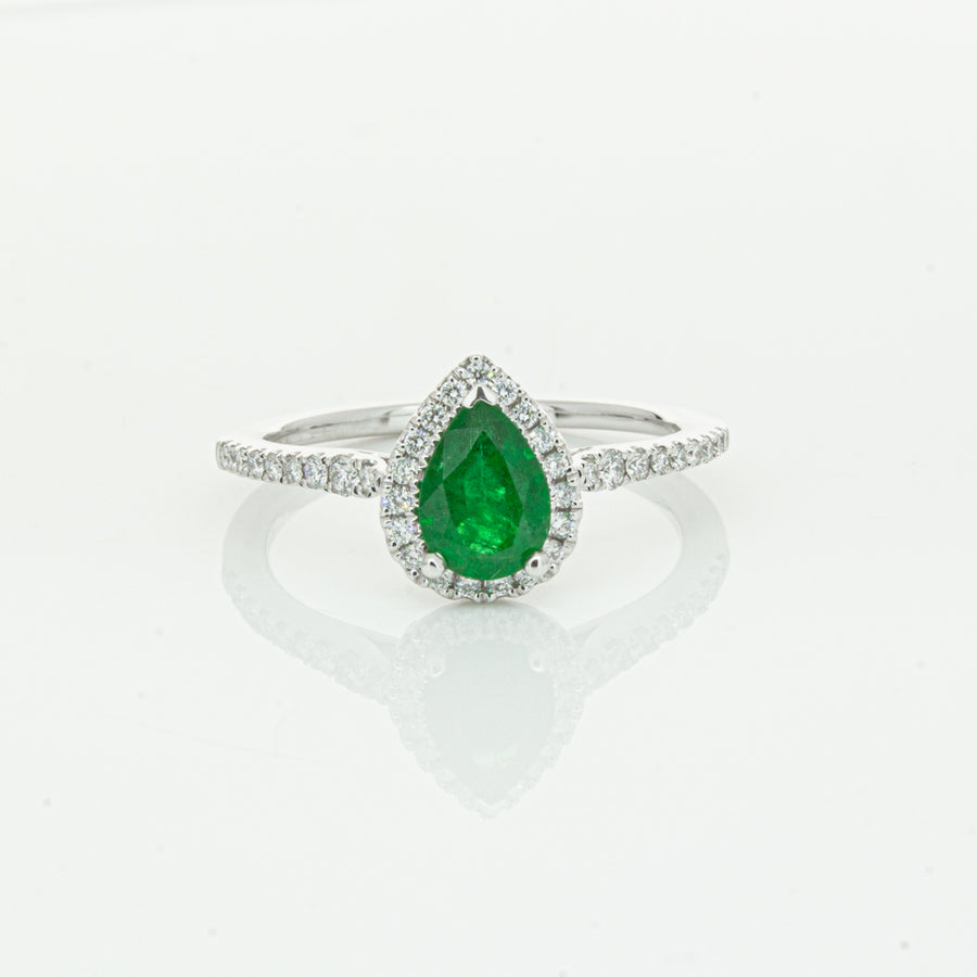 18ct White Gold .64ct Emerald & Diamond Mini Sierra Ring-Ring-Walker & Hall