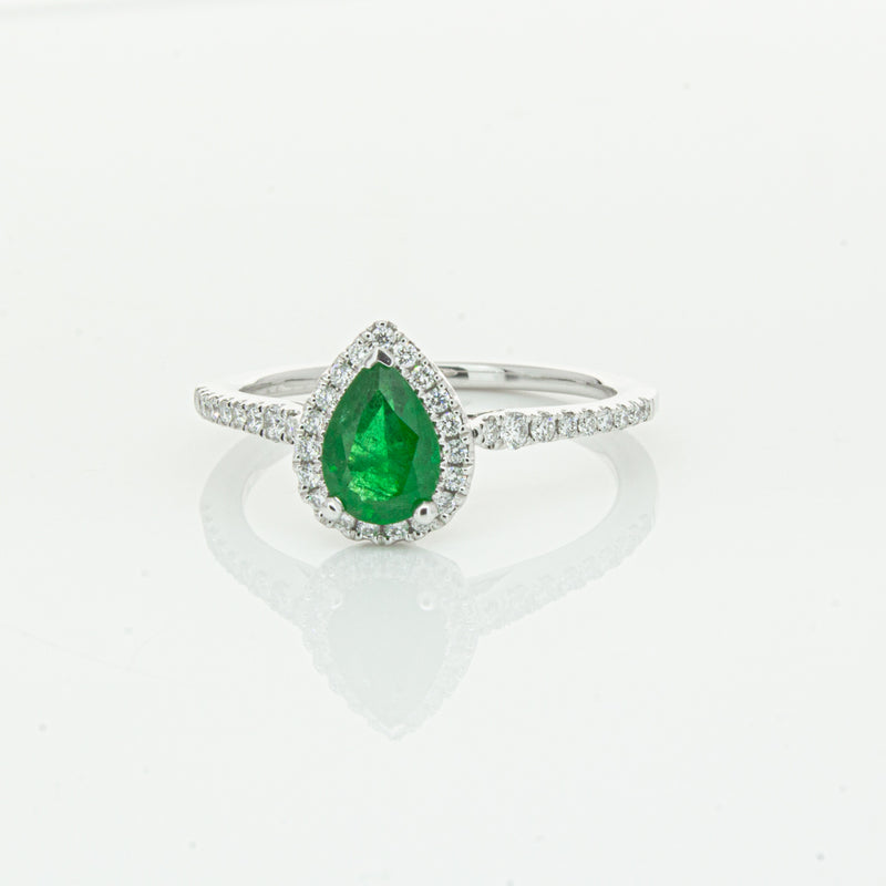 18ct White Gold .64ct Emerald & Diamond Mini Sierra Ring-Ring-Walker & Hall