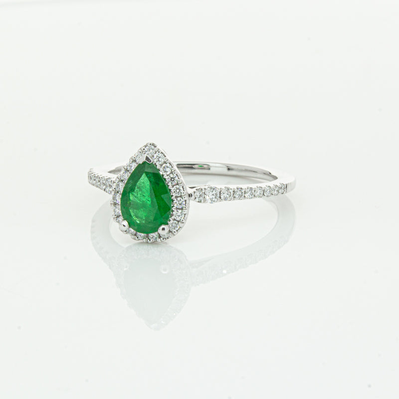18ct White Gold .64ct Emerald & Diamond Mini Sierra Ring-Ring-Walker & Hall