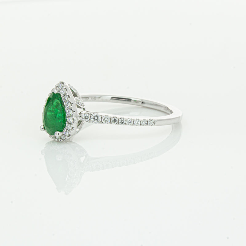 18ct White Gold .64ct Emerald & Diamond Mini Sierra Ring-Ring-Walker & Hall