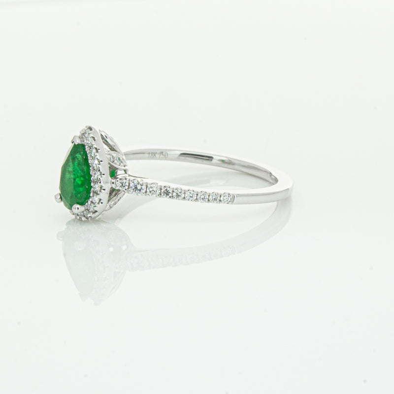 18ct White Gold .64ct Emerald & Diamond Mini Sierra Ring-Ring-Walker & Hall