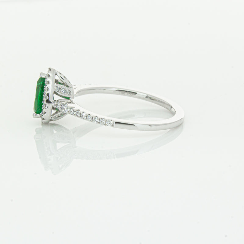 18ct White Gold .64ct Emerald & Diamond Mini Sierra Ring-Ring-Walker & Hall