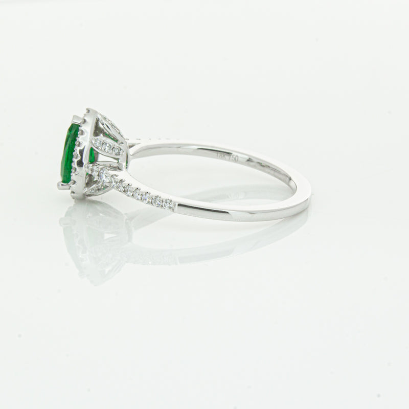 18ct White Gold .64ct Emerald & Diamond Mini Sierra Ring-Ring-Walker & Hall