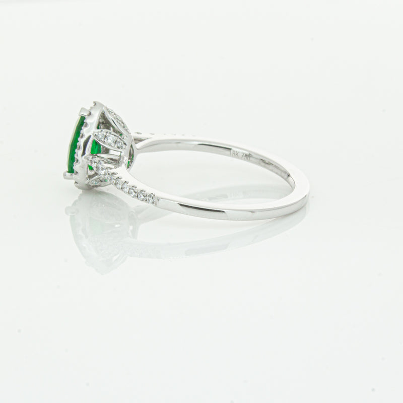 18ct White Gold .64ct Emerald & Diamond Mini Sierra Ring-Ring-Walker & Hall