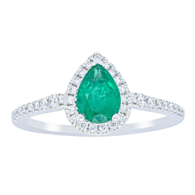18ct White Gold .64ct Emerald & Diamond Mini Sierra Ring-Ring-Walker & Hall