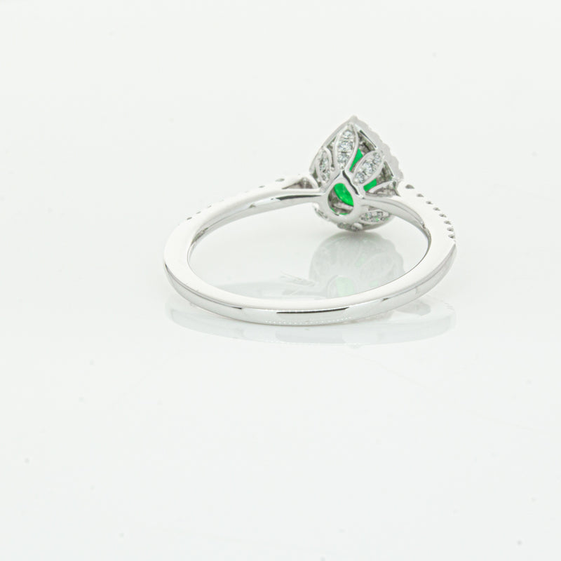 18ct White Gold .64ct Emerald & Diamond Mini Sierra Ring-Ring-Walker & Hall