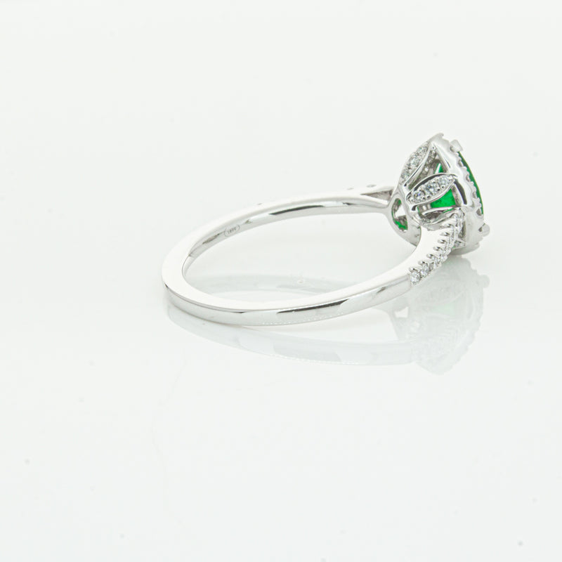 18ct White Gold .64ct Emerald & Diamond Mini Sierra Ring-Ring-Walker & Hall