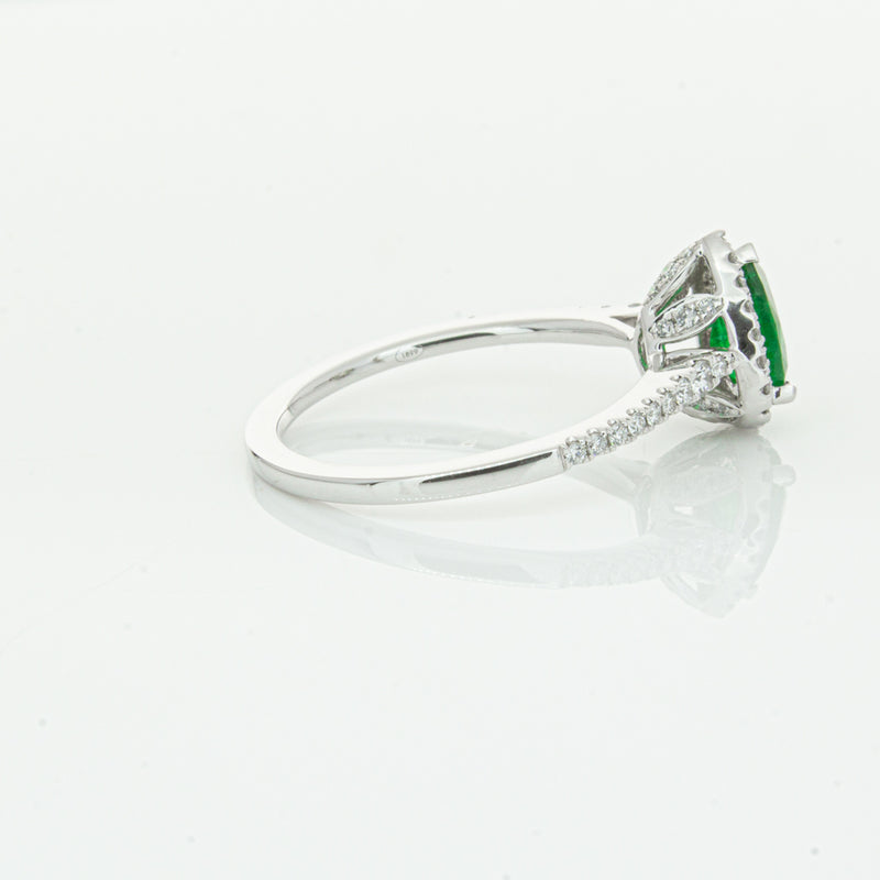 18ct White Gold .64ct Emerald & Diamond Mini Sierra Ring-Ring-Walker & Hall