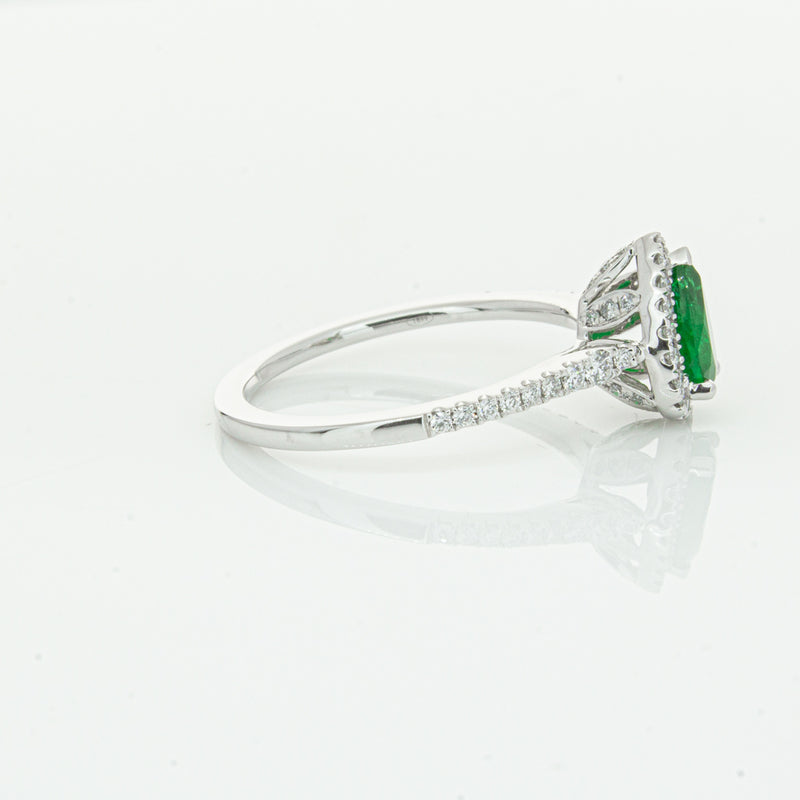 18ct White Gold .64ct Emerald & Diamond Mini Sierra Ring-Ring-Walker & Hall