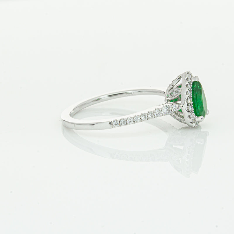 18ct White Gold .64ct Emerald & Diamond Mini Sierra Ring-Ring-Walker & Hall