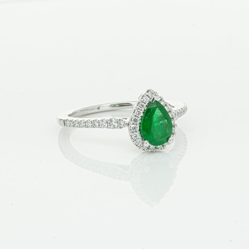 18ct White Gold .64ct Emerald & Diamond Mini Sierra Ring-Ring-Walker & Hall