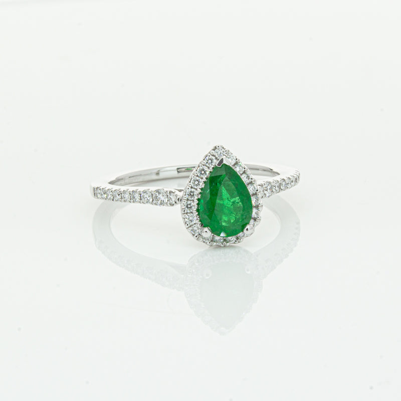 18ct White Gold .64ct Emerald & Diamond Mini Sierra Ring-Ring-Walker & Hall