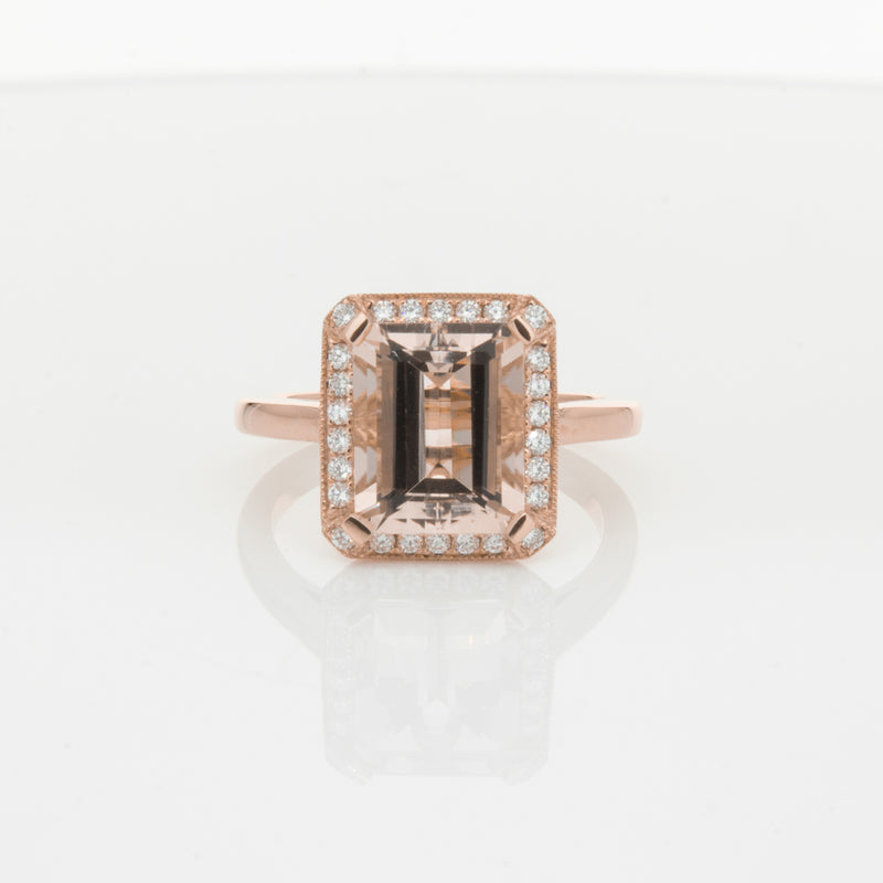 18ct Rose Gold 2.76ct Morganite & Diamond Empire Ring-Ring-Walker & Hall