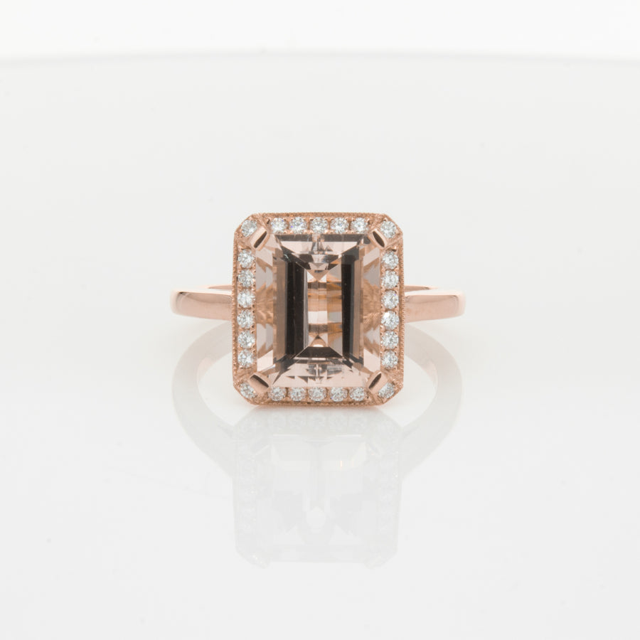 18ct Rose Gold 2.76ct Morganite & Diamond Empire Ring-Ring-Walker & Hall