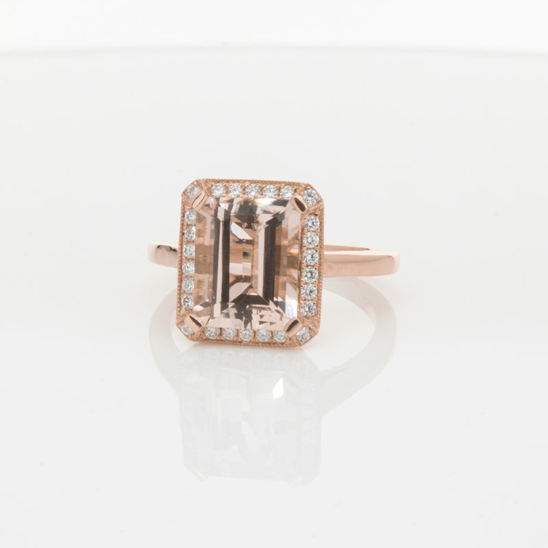 18ct Rose Gold 2.76ct Morganite & Diamond Empire Ring-Ring-Walker & Hall