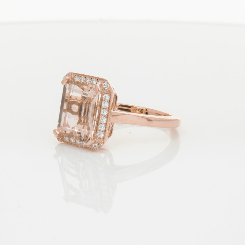 18ct Rose Gold 2.76ct Morganite & Diamond Empire Ring-Ring-Walker & Hall