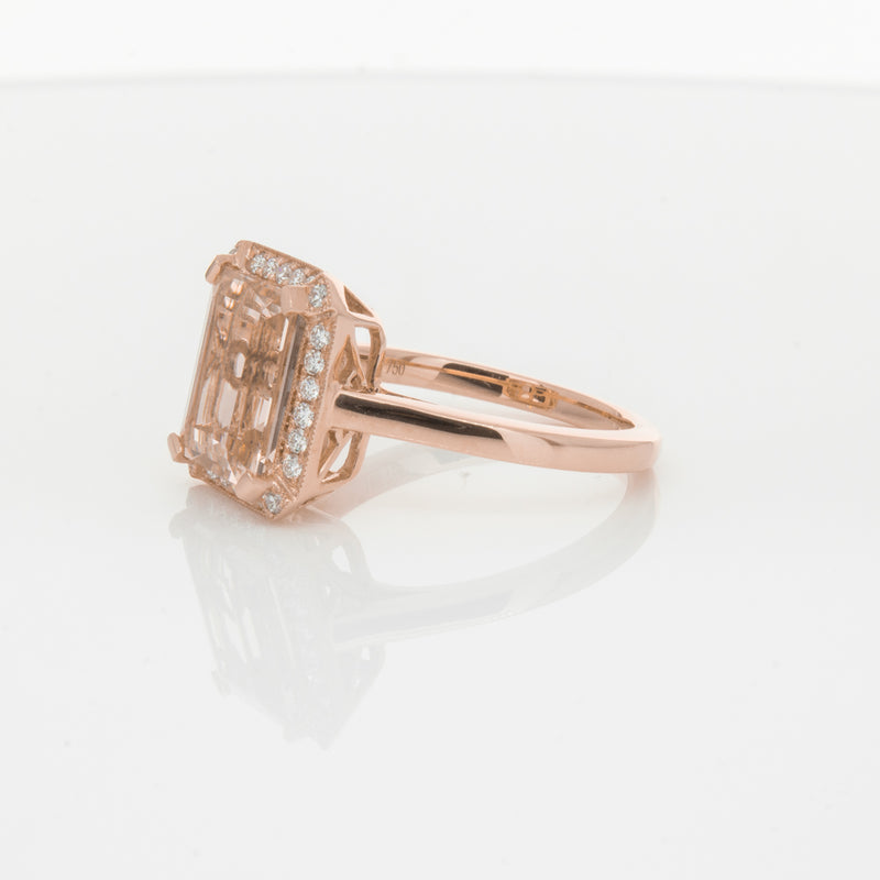 18ct Rose Gold 2.76ct Morganite & Diamond Empire Ring-Ring-Walker & Hall