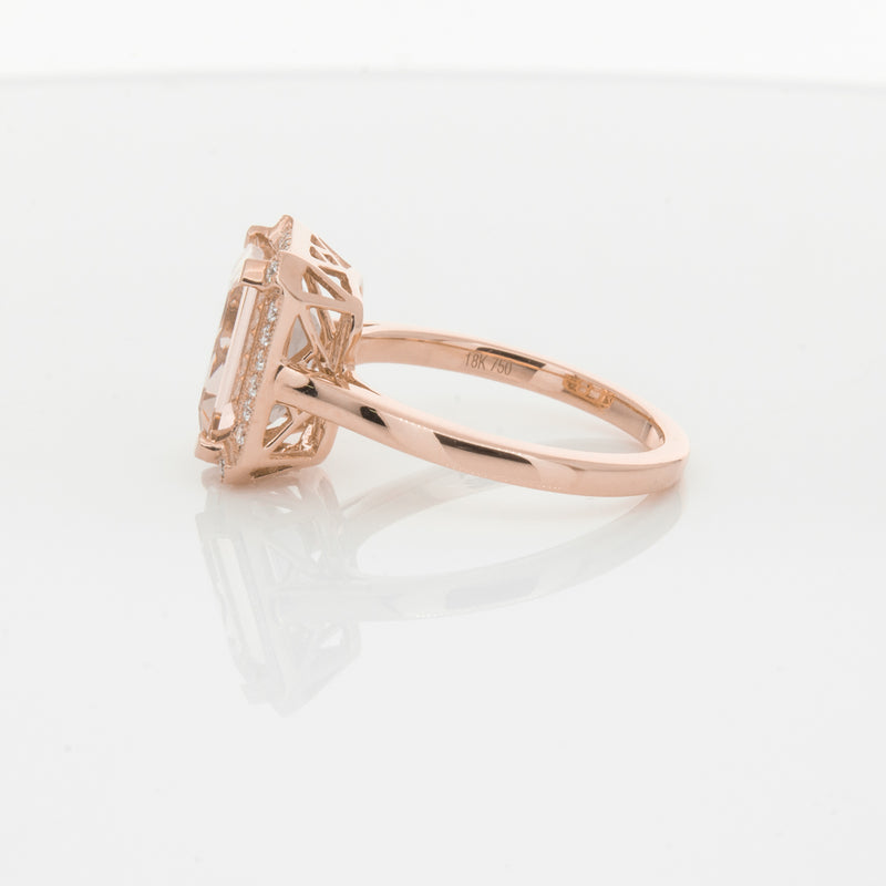 18ct Rose Gold 2.76ct Morganite & Diamond Empire Ring-Ring-Walker & Hall
