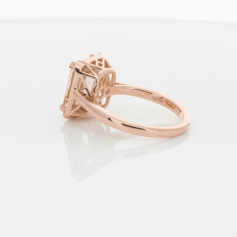 18ct Rose Gold 2.76ct Morganite & Diamond Empire Ring-Ring-Walker & Hall