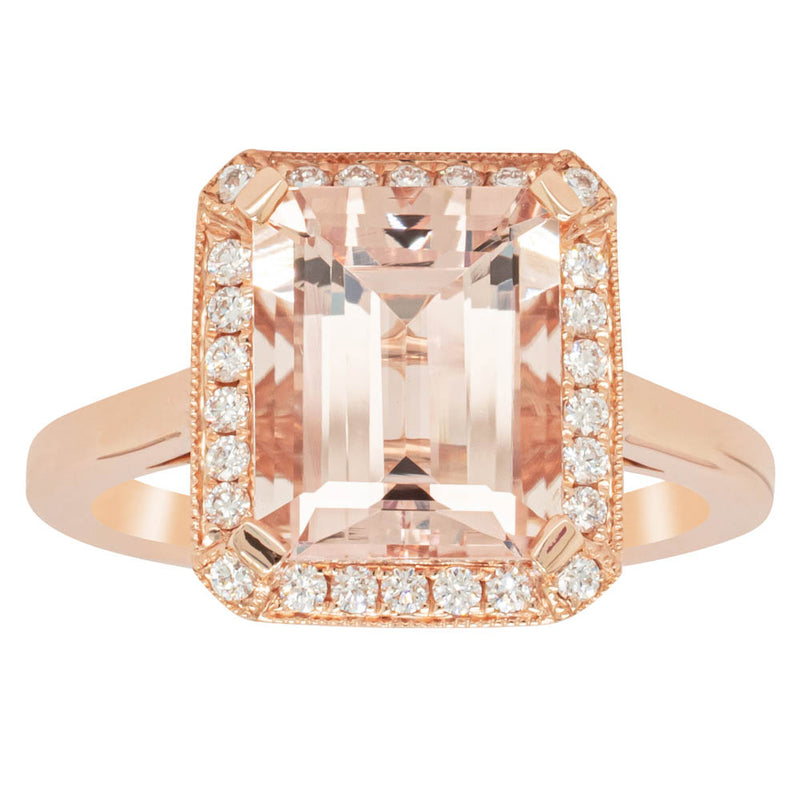 18ct Rose Gold 2.76ct Morganite & Diamond Empire Ring-Ring-Walker & Hall