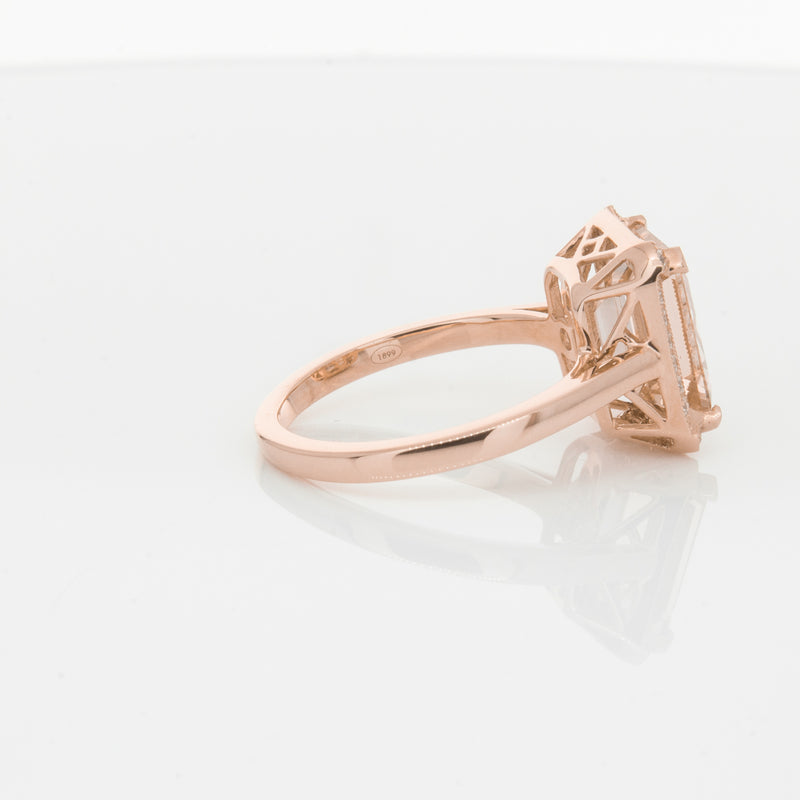 18ct Rose Gold 2.76ct Morganite & Diamond Empire Ring-Ring-Walker & Hall