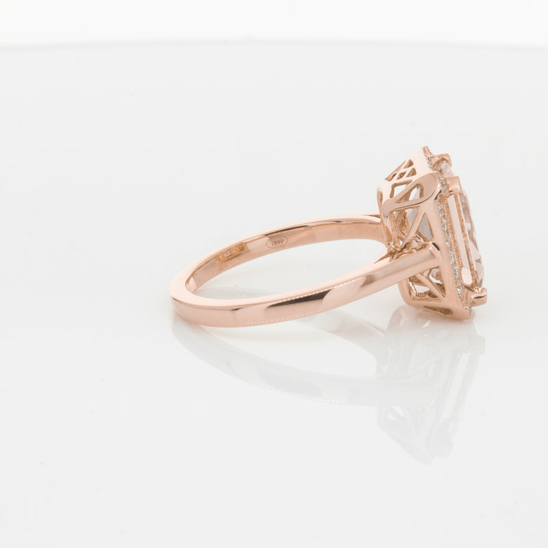 18ct Rose Gold 2.76ct Morganite & Diamond Empire Ring-Ring-Walker & Hall
