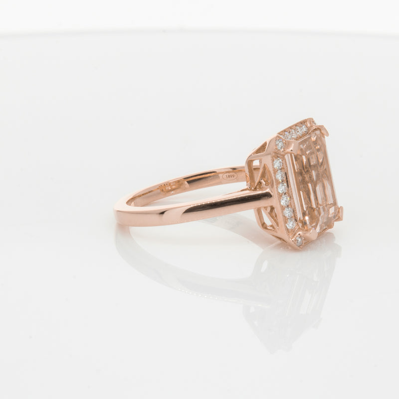 18ct Rose Gold 2.76ct Morganite & Diamond Empire Ring-Ring-Walker & Hall