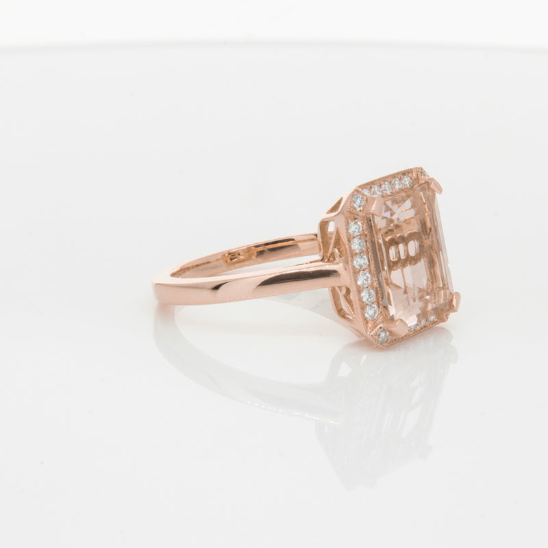 18ct Rose Gold 2.76ct Morganite & Diamond Empire Ring-Ring-Walker & Hall