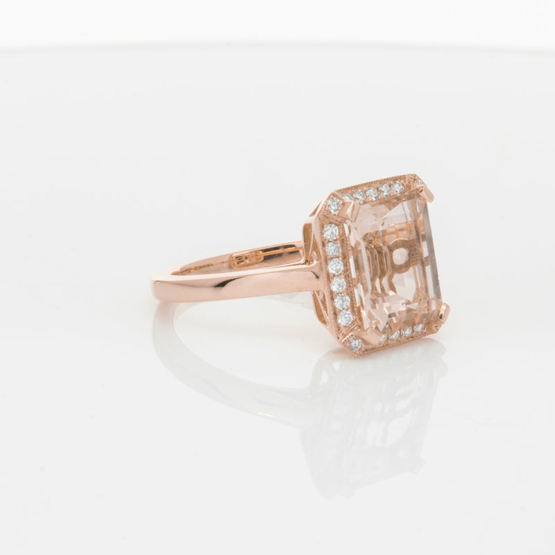 18ct Rose Gold 2.76ct Morganite & Diamond Empire Ring-Ring-Walker & Hall