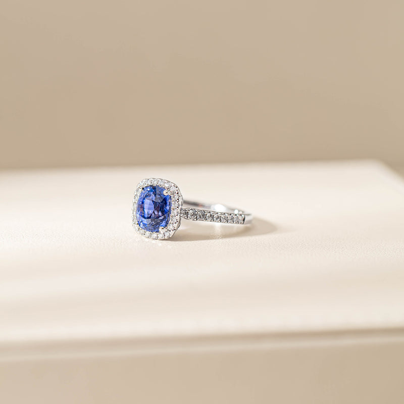 18ct White Gold Sapphire & Diamond Sierra Ring-Ring-Walker & Hall