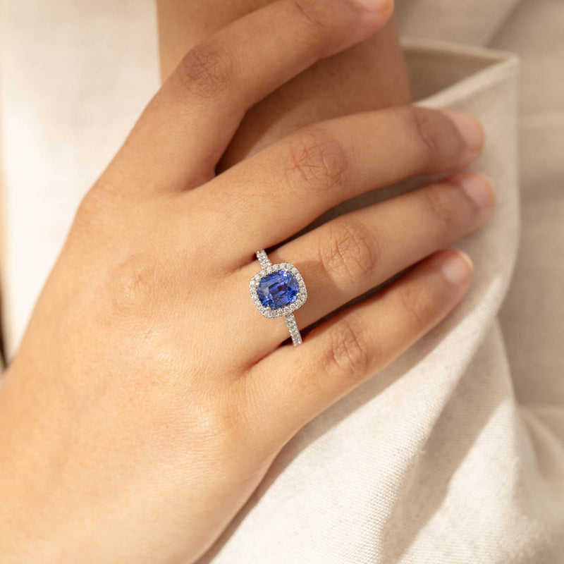 18ct White Gold Sapphire & Diamond Sierra Ring-Ring-Walker & Hall