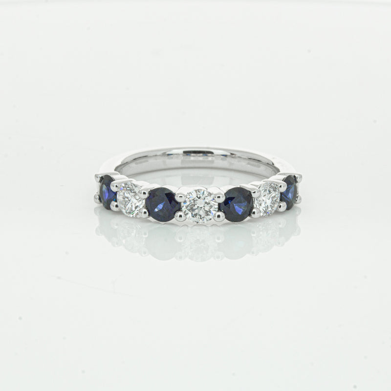 18ct White Gold .88ct Sapphire & Diamond Panorama Ring-Ring-Walker & Hall