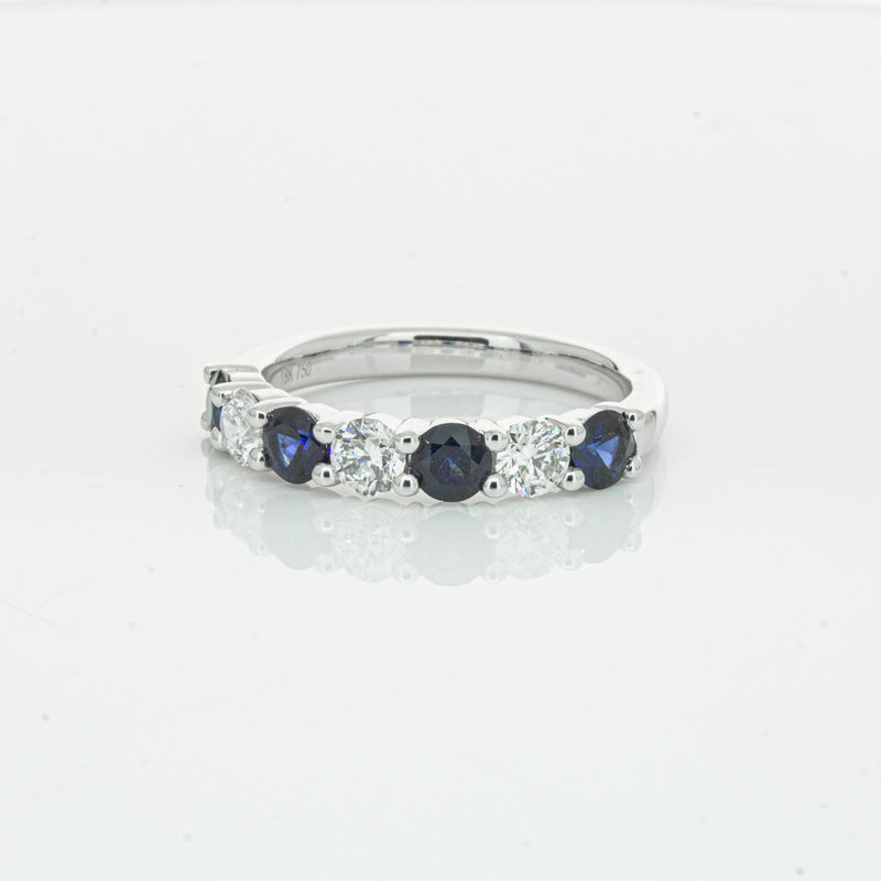 18ct White Gold .88ct Sapphire & Diamond Panorama Ring-Ring-Walker & Hall
