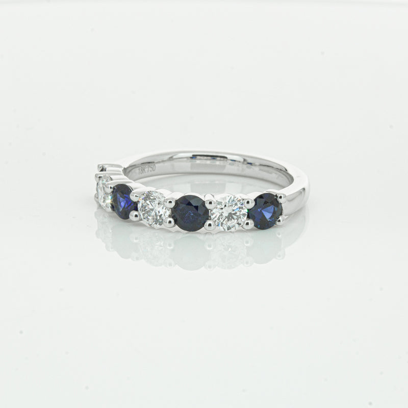 18ct White Gold .88ct Sapphire & Diamond Panorama Ring-Ring-Walker & Hall