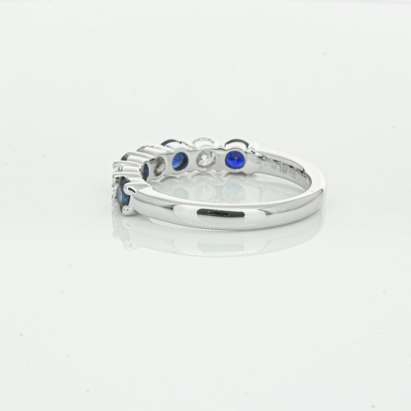 18ct White Gold .88ct Sapphire & Diamond Panorama Ring-Ring-Walker & Hall